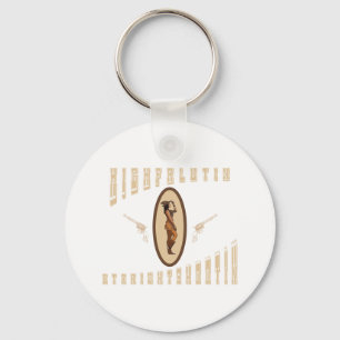 Highfalutin straight shooting western key ring