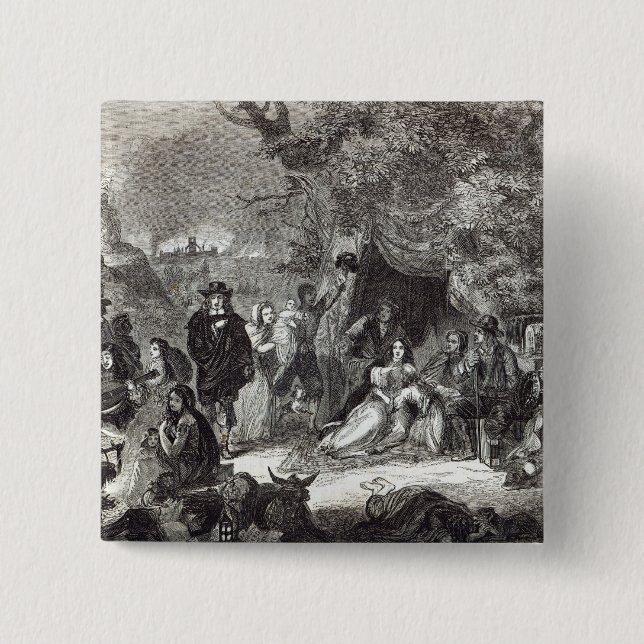 Highgate Fields during the Great Fire of London 15 Cm Square Badge (Front)