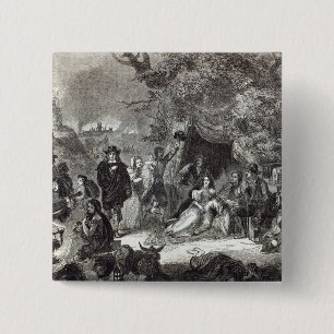 Highgate Fields during the Great Fire of London 15 Cm Square Badge