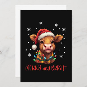 Highland Baby Cow Christmas Lights Invitation