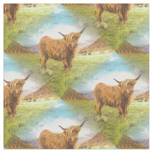 Highland bull fabric