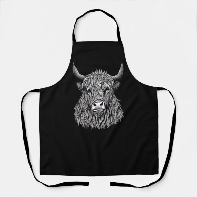Highland Bull illustration  Apron (Front)