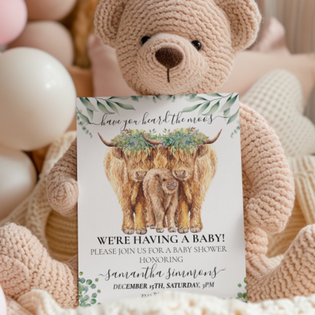 Highland Calf Baby Shower Eucalyptus Mothers Invitation (Creator Uploaded)