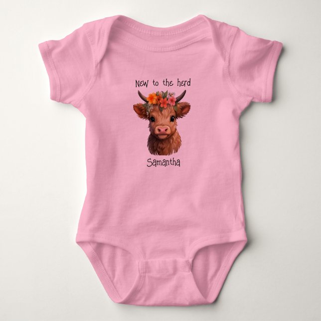  Highland Calf Personalised Baby Bodysuit (Front)