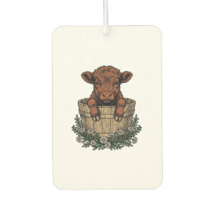 Highland Calf Shirt Vintage Daisy Bucket Art Car Air Freshener