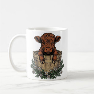 Highland Calf Shirt Vintage Daisy Bucket Art Coffee Mug