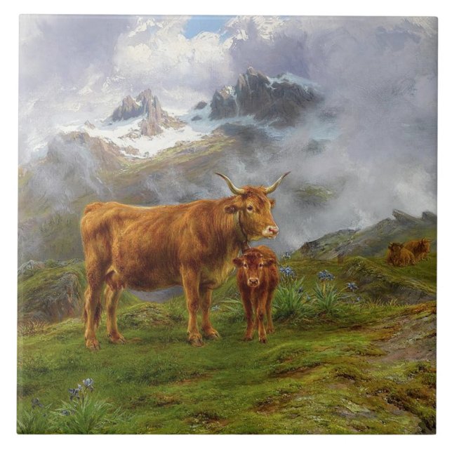Highland Cattle (by Rosa Bonheur) Tile (Front)