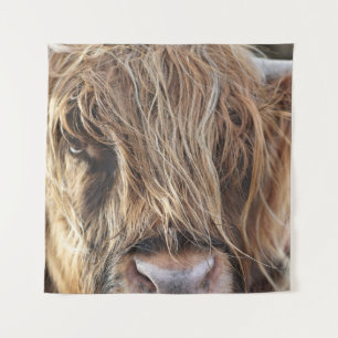 HIGHLAND CATTLE COW FACE TAPESTRY