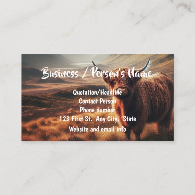 Highland Cattle Cows Animal Farm Custom Business Card (Front)