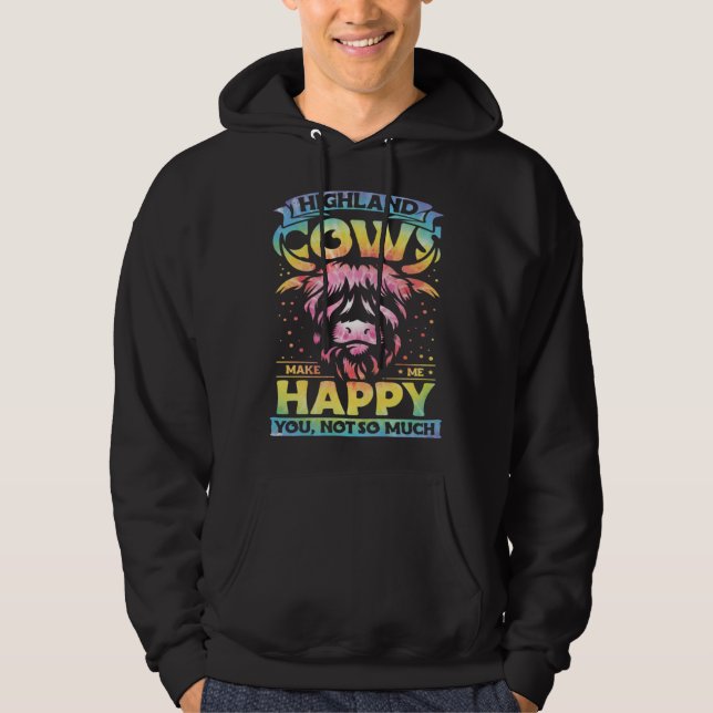 Highland Cattle Cute Highland Cows Make Me Happy f Hoodie (Front)