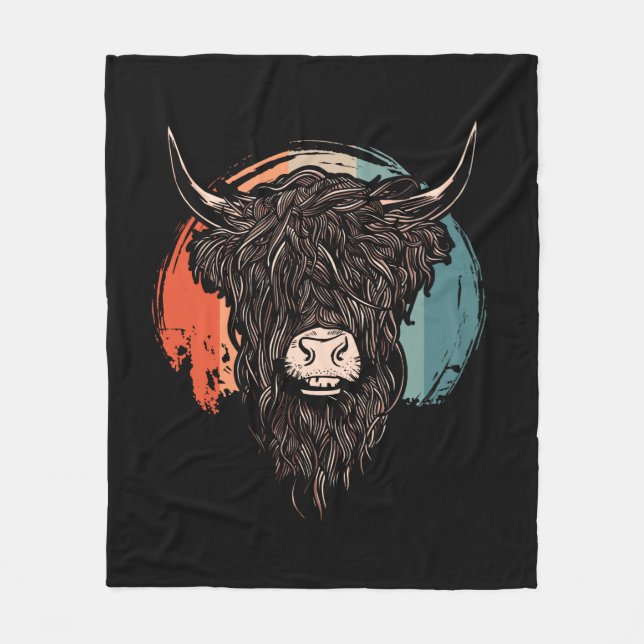 Highland Cattle Fleece Blanket (Front)