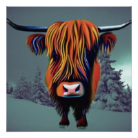 Highland Cattle in snowy background