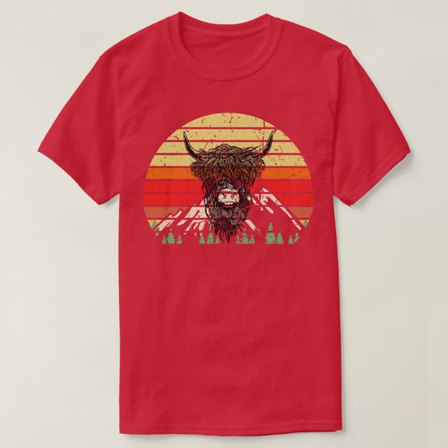 Highland Cattle Retro T-Shirt (Design Front)