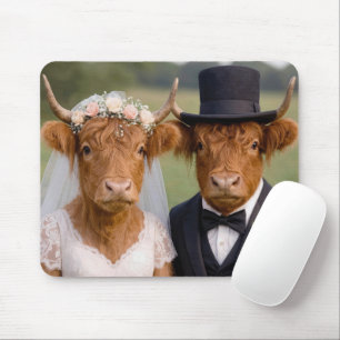 Highland Cattle Wedding Mouse Pad