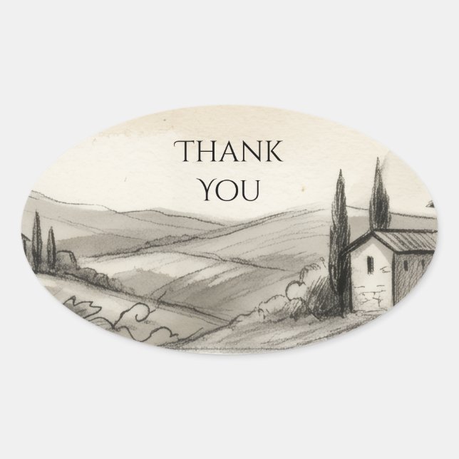 Highland Church Sketch Thank You Oval Sticker (Front)