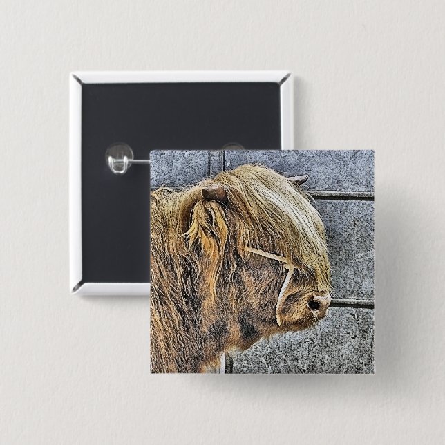HIGHLAND COW 15 CM SQUARE BADGE (Front & Back)
