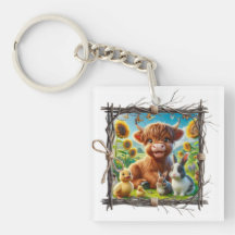Highland Cow Acrylic Keychain -- Farm Charm