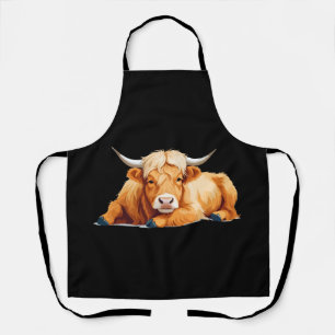 Highland Cow Adorable Animal Sleeping Relaxing Fun Apron
