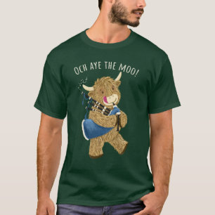 Highland Cow And Bagpipes Says Och Aye The Moo! T-Shirt