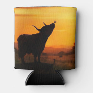 Highland Cow and Butterfly Cute Can Cooler