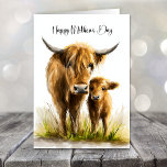 Highland Cow and Calf Mother's Day Holiday Card<br><div class="desc">Celebrate Mom with this highland cow and calf Mother’s Day card. Inside,  you'll find a customizable message template,  making it easy to add your own personal touch and share just how much she means to you.</div>