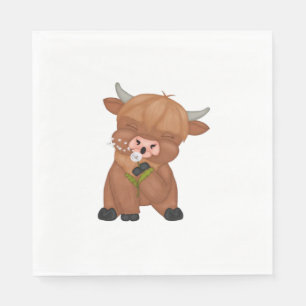 Highland Cow and Dandelion Puff Classic T-Shirt Napkin