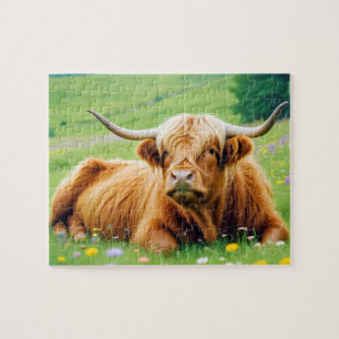 Highland Cow Animal Nature Wildlife Affection Love Jigsaw Puzzle
