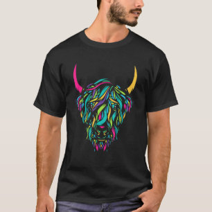 Highland Cow Animal Print I Colourful Cow T-Shirt