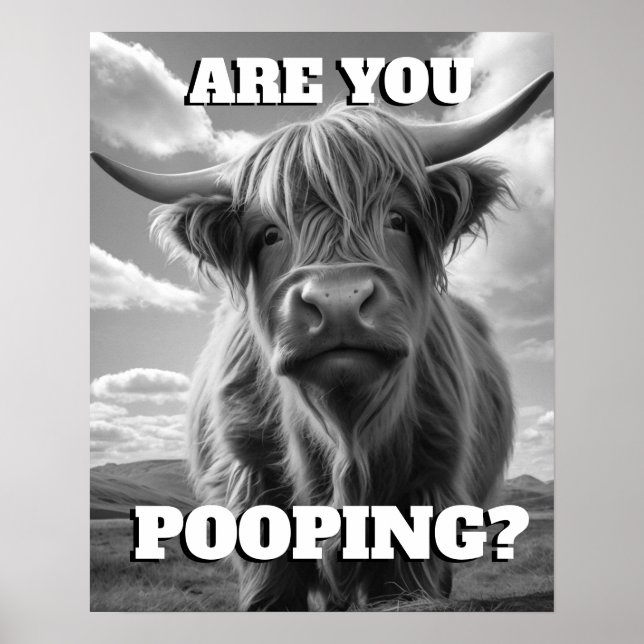 Highland Cow Are you Pooping Toilet Potty Humour Poster (Front)