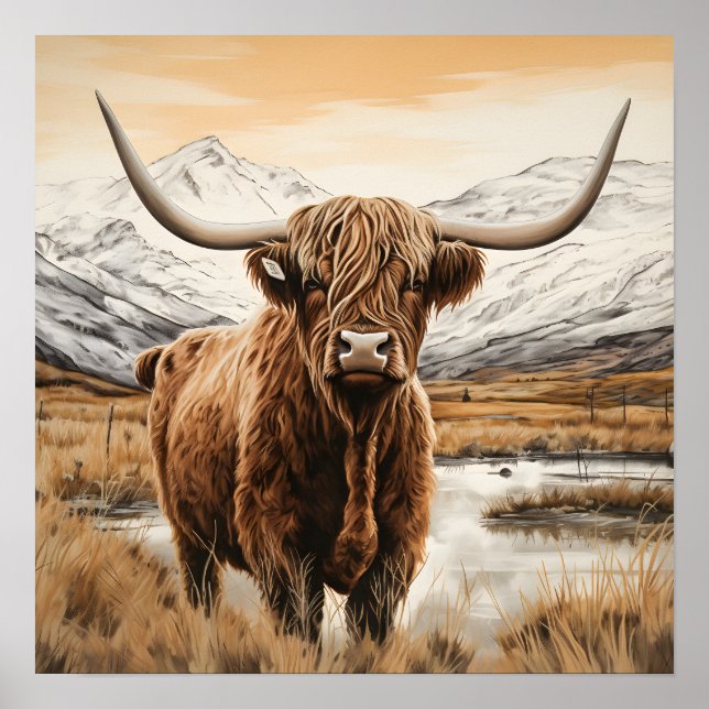Highland cow Art   Poster (Front)