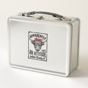 Highland Cow Attitude Vintage Engraving T-Shirt De Metal Lunch Box