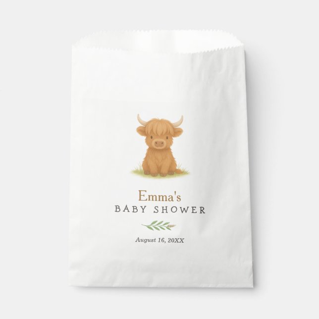Highland Cow Baby Shower Favour Bag  (Front)