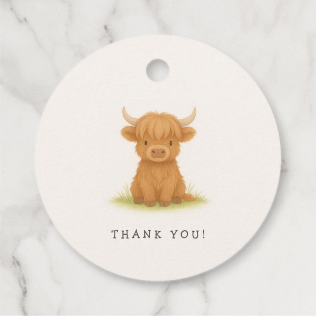 Highland Cow Baby Shower Favour Tags (Back)