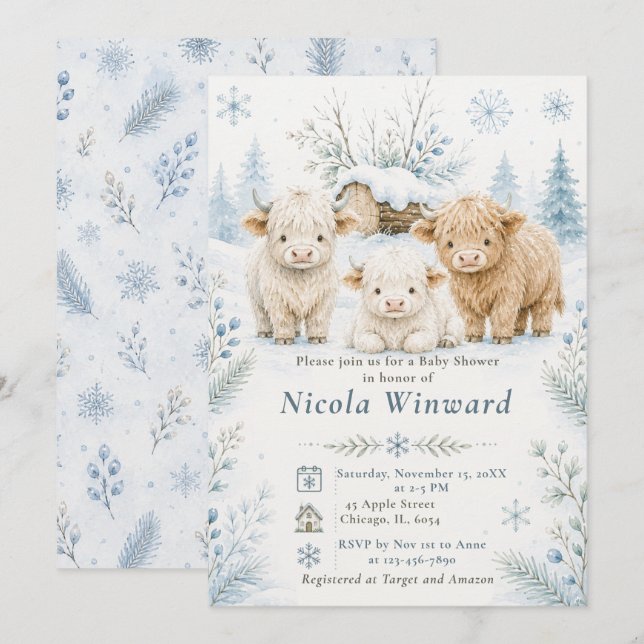 Highland Cow Baby Shower Invitation (Front/Back)