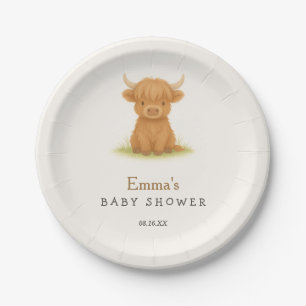 Highland Cow Baby Shower Paper Plates