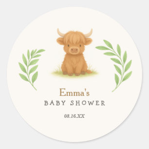 Highland Cow Baby Shower Stickers