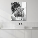Highland cow Bathtub Black White Bathroom Canvas Print<br><div class="desc">This design may be personalised by choosing the Edit Design option. You may also transfer onto other items. Contact me at colorflowcreations@gmail.com or use the chat option at the top of the page if you wish to have this design on another product or need assistance. See more of my designs...</div>