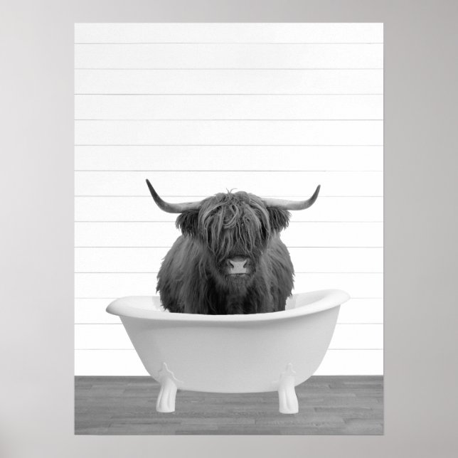 Highland Cow Bathtub Home Decor Bathroom (Front)