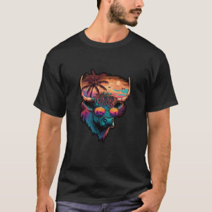 Highland Cow Beach Sunset Sunglasses T-Shirt