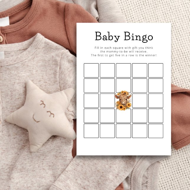 Highland Cow Bingo Baby Shower Game Card (Creator Uploaded)