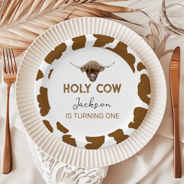 Highland Cow Birthday Baby Shower Paper Plate (Creator Uploaded)