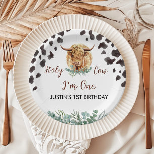 Highland Cow Birthday Baby Shower Paper Plate
