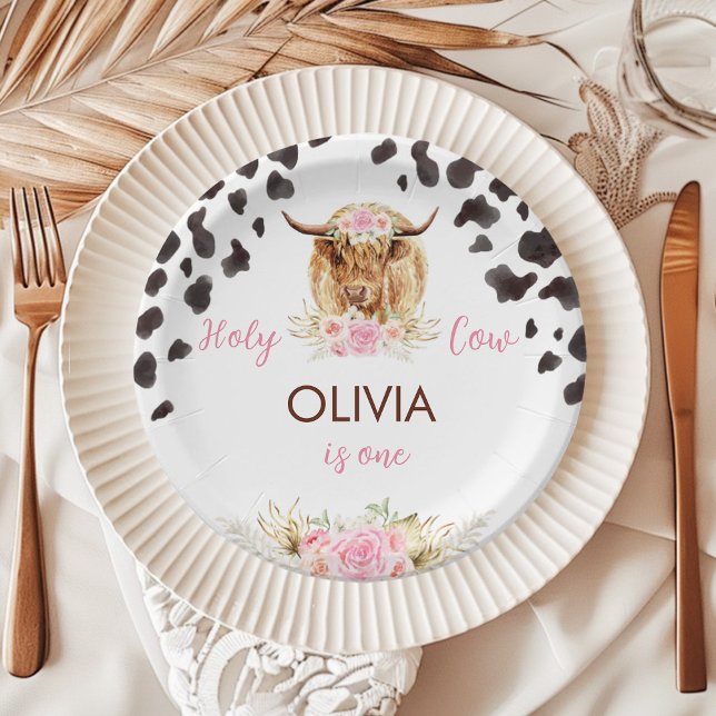 Highland Cow Birthday Paper Plate (Creator Uploaded)