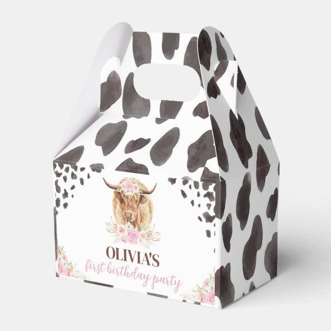 Highland Cow Birthday Party Favour Box (Front Side)