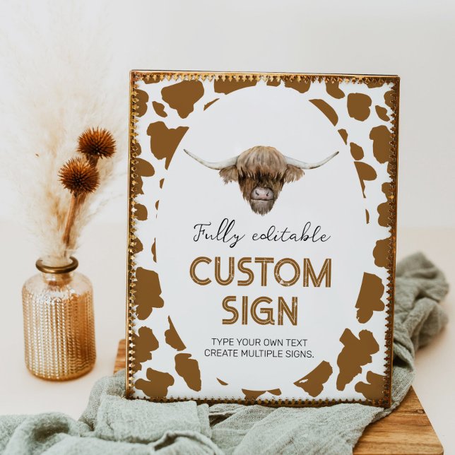 Highland Cow Birthday Party Table Sign (Creator Uploaded)
