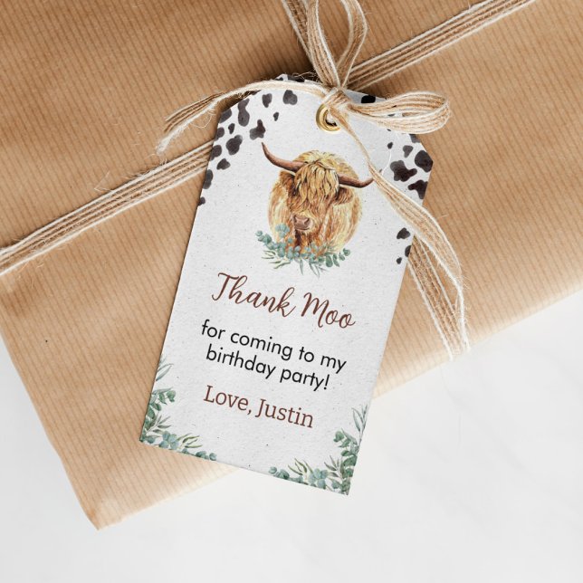 Highland Cow Birthday Party Thank You Tag (Creator Uploaded)