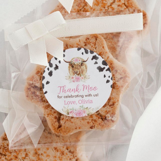 Highland Cow Birthday Sticker Labels (Creator Uploaded)