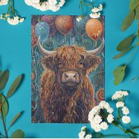 Highland Cow Birthday Whimsical  Balloons