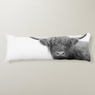 Highland Cow Black & White #4 Body Cushion