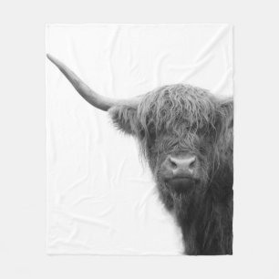 Highland Cow Black & White #4 Fleece Blanket